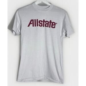 Vintage Allstate Insurance T-Shirt Men's Medium Single Stitch Gray Hanes Fifty